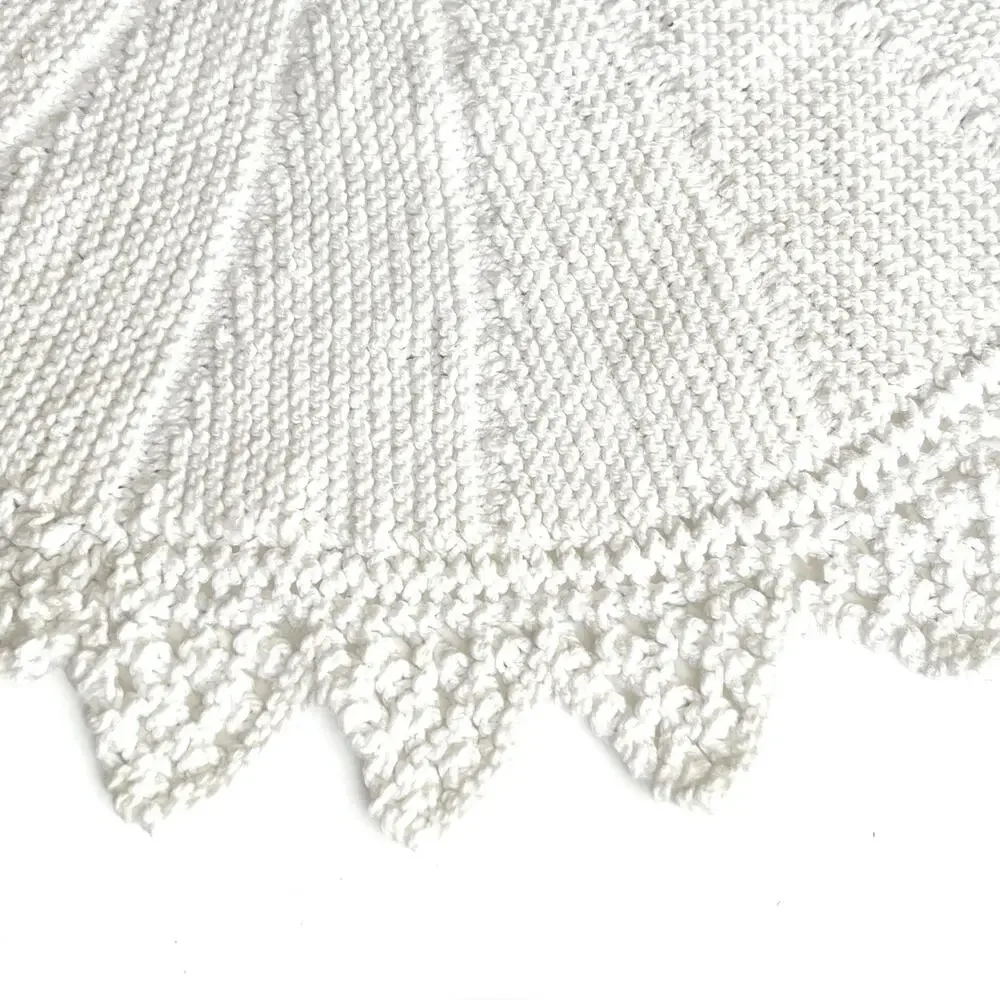 Doily Round White Knit Centerpiece Crochet Lace Edge Table Mat Trivet Cottage